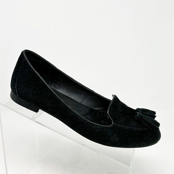 Born Shoes - Born Women's Black Suede Tassel Loafers Floral Slip-On Casual Flats Size 7